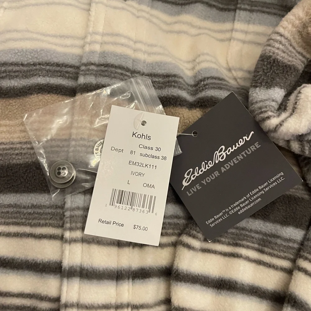 Eddie Bauer Gray and Cream Striped Shirt - Picture 4 of 4